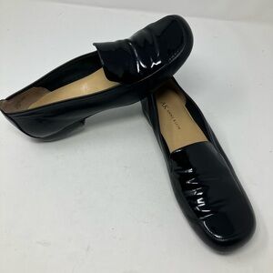 AK Ann Klein Women’s Black Leather Loafers Slip On Sz. 7.5M